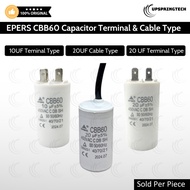 EPERS CBB60 Capacitor 10uF / 20uF 450V AC Motor Start Run (Terminal & Cable Type)