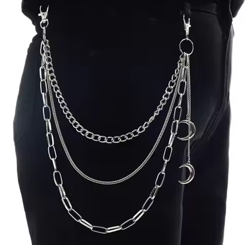 Moon Pendant Chain On The Jeans Pants Women Punk Keychains for Men Egirl eBoy Harajuku Grunge Access