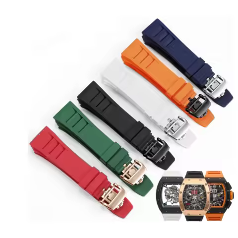 New 25mm Red Black Green Gray Blue Yellow Orange Rubber Watchband For Richard Mille strap for RM011 