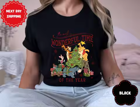 Winnie The Pooh Christmas Tree shirt, The Most Wonderful Time Of The Year Winnie The Pooh Christmas