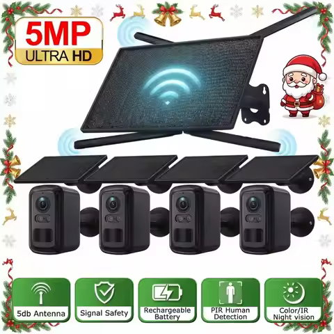 SECTEC 4G WiFi Solar Router 10W with SIM Card Slot WiFi Range Coverage 500M + 4 Battery Cameras WiFi