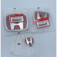 3PCS SET CAR LOGO 💥HONDA CIVIC JDM RED EMBLEM 75700-SNW-J01, 75700-S5T-E01 FRONT REAR STEERING CAR L