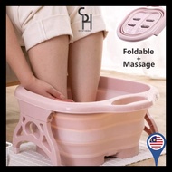 HEBAT👍Foldable Foot SPA Bath Tub Foot Soak Massaging Rollers Foot Massage Bucket Foldable Besen Rendam Kaki