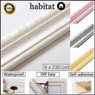HABITAT 8 x 230CM Self Adhesive Foam Wainscoting / 3D Waist Line / 3D Wallpaper Border Wall Skirting