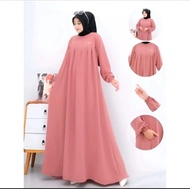 LAURA FUJI DRESS GAMIS DASTER TANIA JUMBO M,L,XL,XXL SEMATA KAKI CRINKLE PREMIUM LENGAN PANJANG GAMI