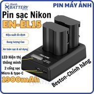 2 EN-EL15 1900mAh and nine-brand Beston Dual Charger For Nikon Z5 Z6 Z7 D7000 D7100 D7200 D750 D800 