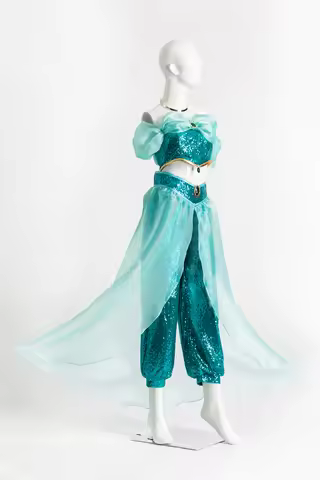New Arrival Cartoon Jasmine Cosplay Costume Adult Halloween Party Aladdin Outfit Dancing Suit