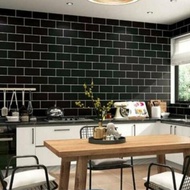 Wallpaper Dinding BATU BATA HITAM WPS768 Walpaper Sticker Tembok Keramik Dapur Kamar Tidur Ruang Tam