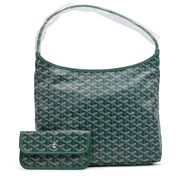Goyard Green Goyardine Canvas and Chevroches Calfskin Boheme Hobo Bag