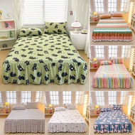 Ruffled Bed Sheet Cover Brushed Bed Skirt Bedspread with Lace Skirting Wedding Beddings Single Queen
