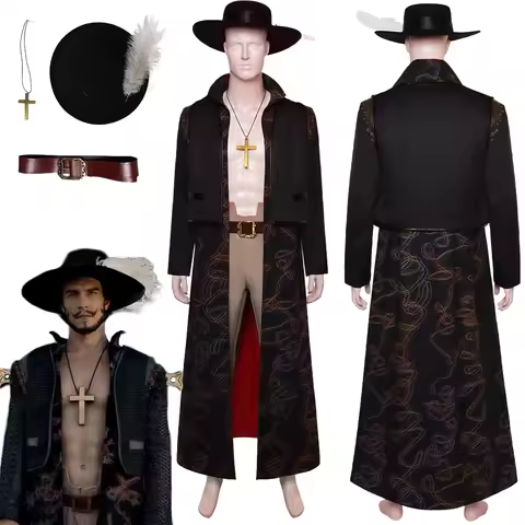 Dracule Mihawk Cosplay Fantasy Coat Hat Live Action TV One Cosplay Piece Costume Disguise Adult Men 