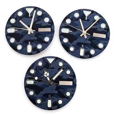28.5mm Tactical Blue Camouflage Watch Dial No logo SKX007 Series Lume For Seiko 5 Sports NH36 Automa