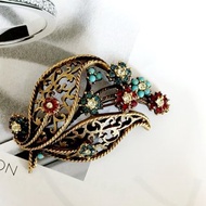 vintage jewelry BSK 古銅阿拉伯窗花風格花卉 別針