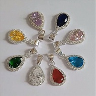 MERAH HIJAU 925 silver gemstone pendant, 925 chain and pendant, silver red stone pendant, green pend