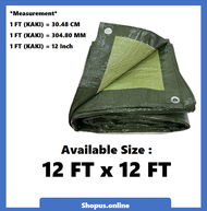 Premium Green Canvas 6FT to 40FT Waterproof Canvas Tarpaulin Sheet Canvas Canopy Kanvas Khemah Pasar