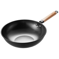 COOKER KING《No Coating 》Traditional Iron Wok Carbon Steel Wok Anti Rust Suitable For All Stoves32cm