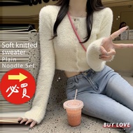 [Buy Love] Arrive The Next Day Mink Fur Short Breasted Sweater Long-Sleeved Top 89 Clothes Girls [FB