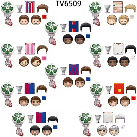The TV6509 Famous Football Player Star Number 19 10 9 11 8 Action Figures Model Blocks MOC Bricks Se