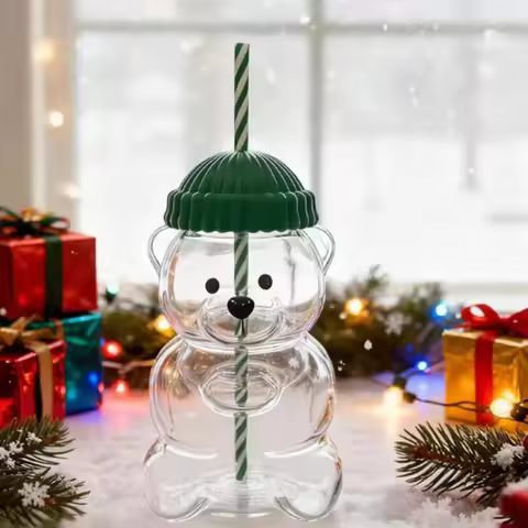 500ML Cute Bear Cup Durable and Convenient Coffee, Beer, Wine, and Cocktail Beverage Utensils, Cute 
