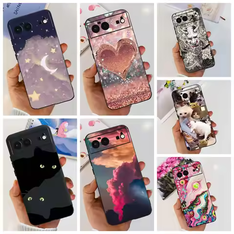 For Cover Google Pixel 6 Case Cute Cat Cartoon Bumper Back Shockproof Soft TPU Case For Google Pixel