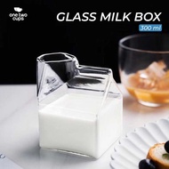 Gelas Kaca Model Kotak Susu 300ml / Gelas Kaca Design Milk Box