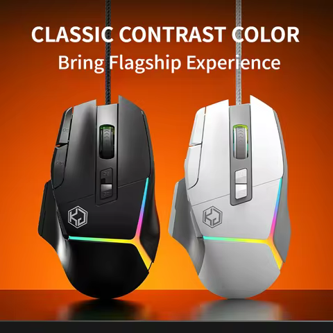 Wired Mouse RGB Lights 10 Keys Macro Programming Gaming Chip 12800DPI Ergonomic Design Medium-Large