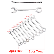 (4-11mm) (5/32-7/16) 10pcs Mini Combination Wrench Torque and Socket Wrench Set Nut Tool 4-11mm Metr