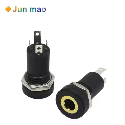 5PCS PJ392A 3.5MM Audio Jack Socket 3/4 Pole Black Stereo Solder Panel Mount Gold With Nuts PJ-392A