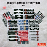 Sticker Sticker Embossed SET Of 4 resin Variations K1 Logo Carfield Nasa Supreme Tamiya Umbrella hp laptop cvt