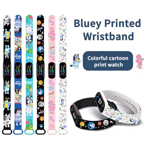 Bluey LED Electronic Watch Fashion Colorful Bracelet Touch Waterproof Anime Character Bingo y Bluey