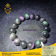 HANLE Natural Obsidian Bracelet, Pixiu Bracelet,  ward off evil and lucky, with certificate lucky ch