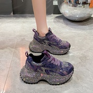 2026 Autumn New Style 7cm Thick-Soled Heightened Full Diamond Fashion Casual Sports Rhinestone Women