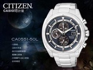 CASIO 時計屋 CITIZEN 星辰 手錶專賣店 CA0551-50L 男錶 太陽能錶 超級鈦錶帶 藍寶石玻璃錶鏡