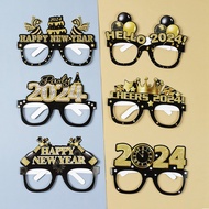 6Pcs Happy New Year Glasses Eyeglasses Paper Frames New Year Decor Photo Props Happy New Year Gift Ideas Christmas Decorations Xmas Decor