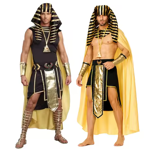 2026 New Arrival King Tut Ancient Cosplay Adult King of Egypt Halloween Fancy Dress Up Mens Egyptian
