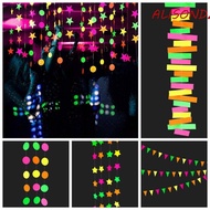 ALISONDZ Neon Fluorescent Garland, 2m Fluorescent Paper Round Pentagram Fluorescent Banner, Latte Ar