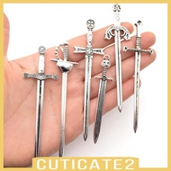 [Cuticate2] 6pcs Knight Sword Pendants Swords Miniature Long Sword for DIY Craft Necklace Jewelry Ma