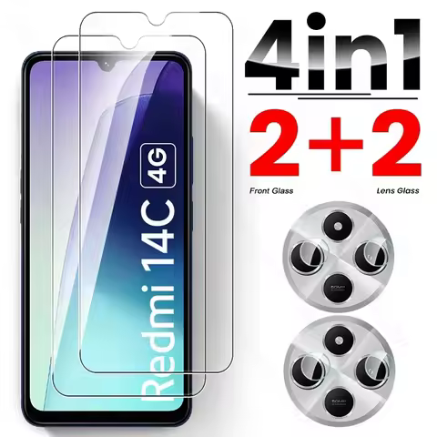 4 In 1 Protective Glass For Redmi 14C 15C 4G Screen Protector Lens Glass On Redmi14C Radmi Redmy Red
