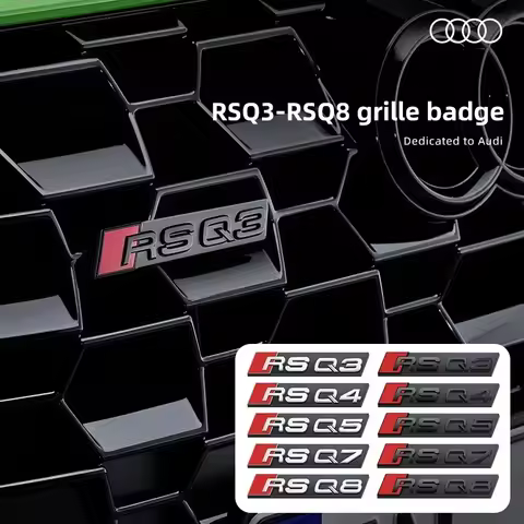 Auto Front Grille Badge RS Series Decorative Sticker Car Accessories for Audi RSQ3 RSQ5 RSQ7 RSQ8 RS