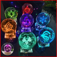 BH2 Genshin Impact Vision Night Light 3D Crystal Ball Anime Lamp Charging USB Lighting Rainbow Woode