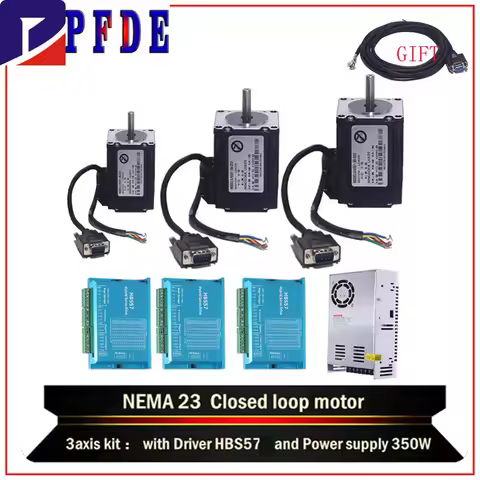 3 Axis Nema 23 Hybird Servo Motor Set Boat Engine：Driver HBS57+57 Hybird Closed Loop 3N.m 2 Phase St