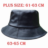 Oversized Bucket Hat 2026 New Large Head 61-65 Cm PU Leather Basin Hat Winter