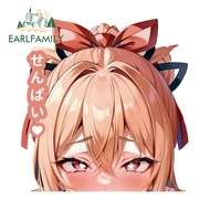 EARLFAMILY 13cm x 12.6cm Yoimiya Ahegao Car Sticker Genshin Impact Peeker Waterproof Decal Motorcycl