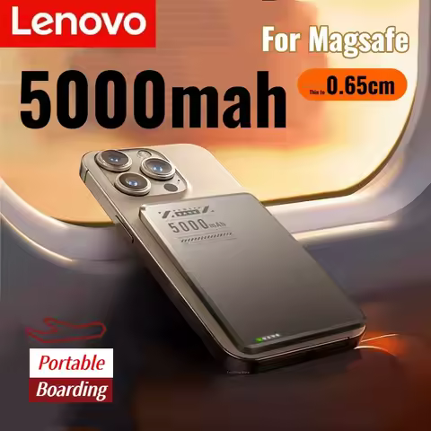 Lenovo 5000mAh Wireless Power Bank Qi2 Ultra Slim For Magsafe Fast Charge High Capacity Back clip Ba
