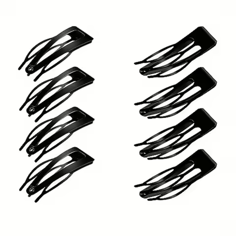 8Pcs Unique Snap Hair Clips 3 Prong Hair Clips Water Drop Metal Hairpins Monochrome Hair Barrettes H