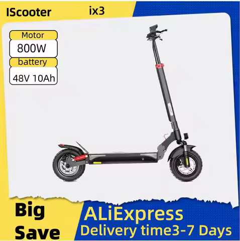 Iscooter IX3 Electric Scooter for Adults 800W Motor 48V 10Ah Battery Foldable E-Scooter 10 Inch Tire