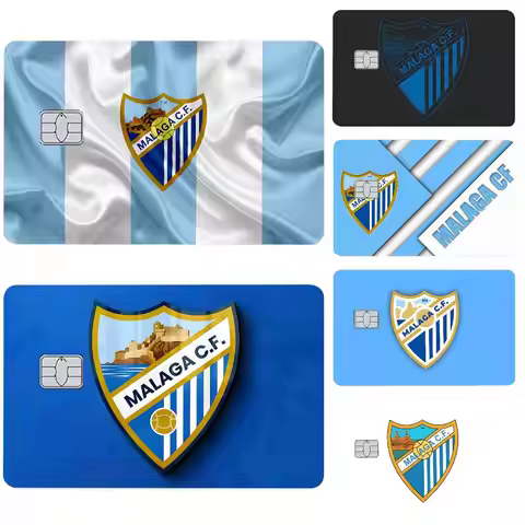 M-MalagaS FC Football Card Stickers 4pcs HD Matte PVC Sticker Film Tape Skin for Credit Card Debit C