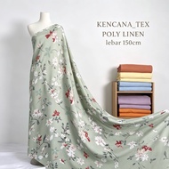 Floral patterned poly linen fabric - premium poly linen fabric - veezia patterned linen fabric - pat