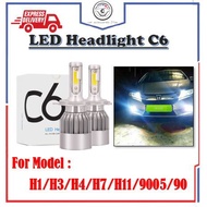 LED Kereta  /Led Headlight C6 -H1 H3 H4 H7 H11 9005 9006 Fog Light Bulb Fog Lamp 2pcs For All Car /M