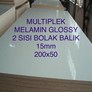 Triplek/Multiplek melamin putih glossy (bolak balik) 15mm 200x50 cm